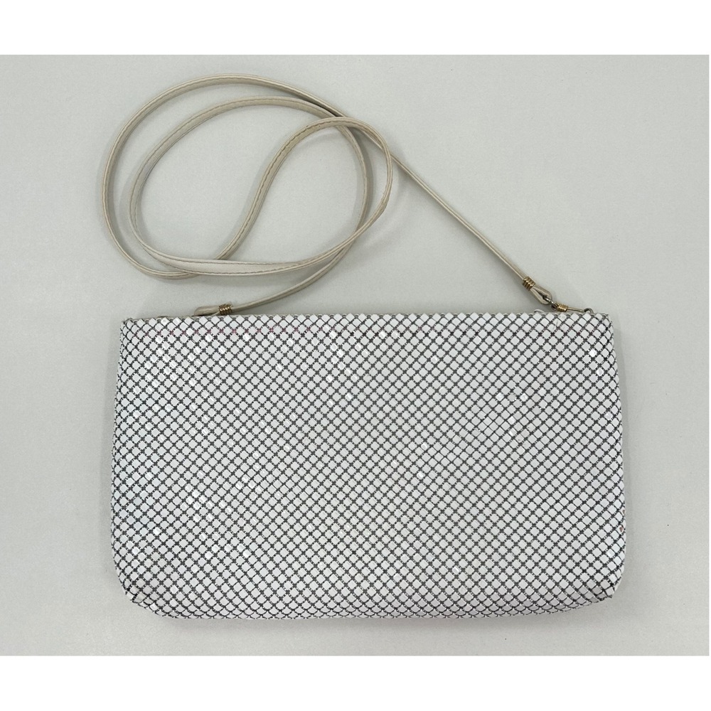 Whiting‎ and Davis International White Metal Mesh Crossbody Bag Evening Clutch